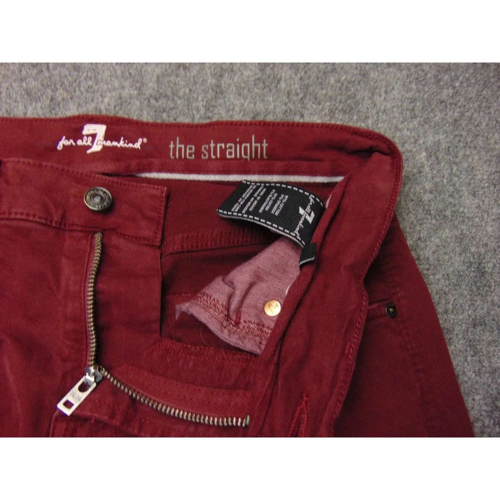 7 For‎ All Mankind Pants Mens 30x34 The Straight Red Solid Stretch Chino Denim